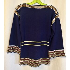 VTG 80s Blue Fair Isle Tunic Sweater Womens L Boho